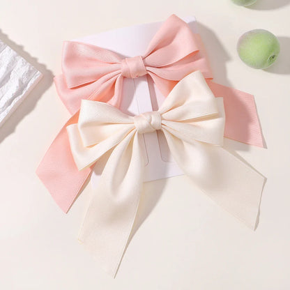 Hot New Fashion Fabric Large Bow Hairpin – Sweet Red & White Bow Hair Clips for Women & Girls, Top Clip, Female Hair Accessories