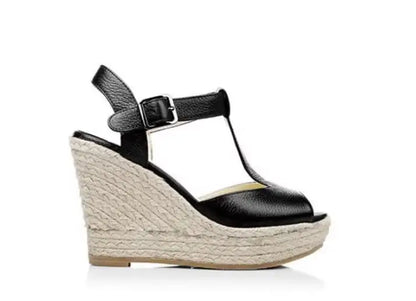 Women’s Summer Open Toe T-Strap Wedge Sandals – High Heel Princess Shoes, Sizes 30–43