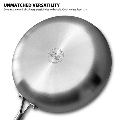 304 Stainless Steel Frying Pan – Non-Stick Skillet for Steak, Gas & Induction Cooking