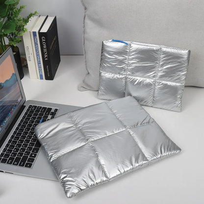 Trendy Puffy Cotton Laptop Bag 14 Inch — Waterproof, Shockproof Sleeve with Shoulder Strap for MacBook, Lenovo, Huawei