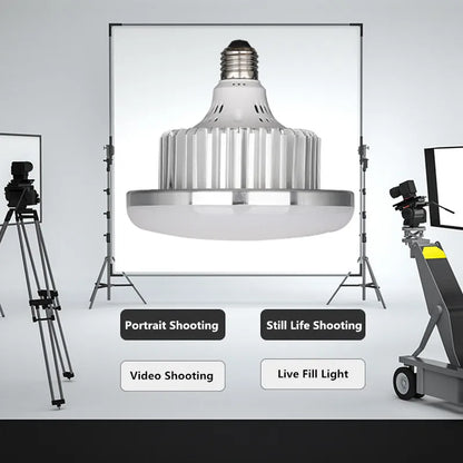 85W E27 LED Photographic Lighting Bulb – Dimmable Daylight Lamp with Remote Control for Photo Studio Softbox