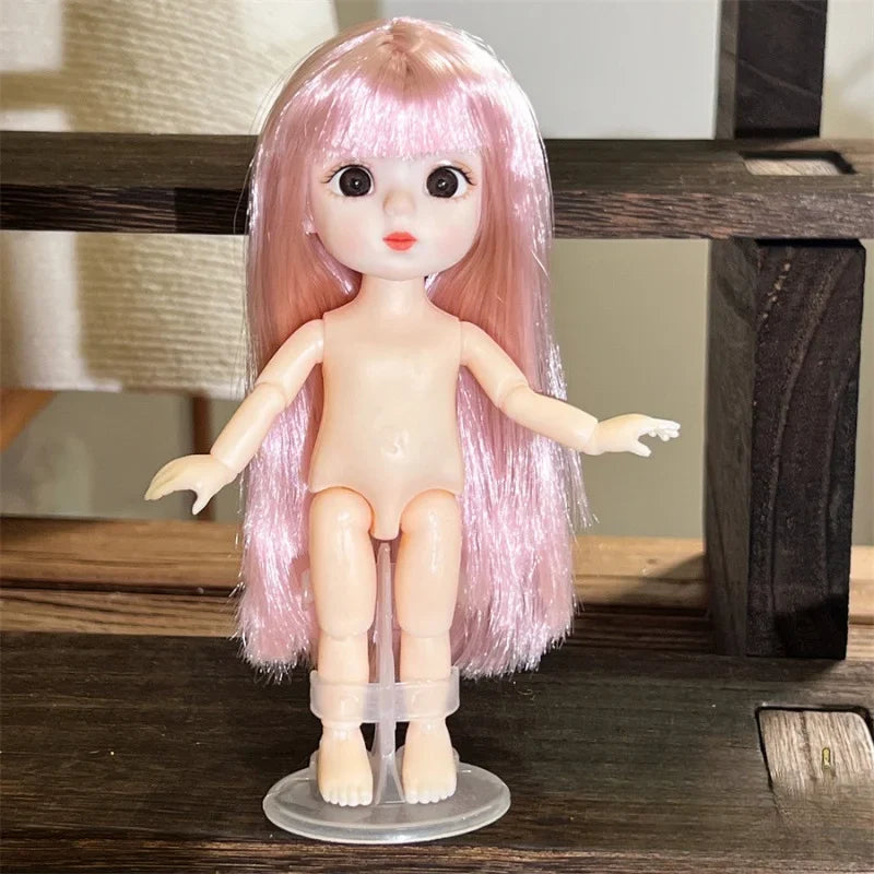 16CM Articulated Doll — 3D Simulation Eyes, 13-Joint Multi-Expression Little Girl Toy