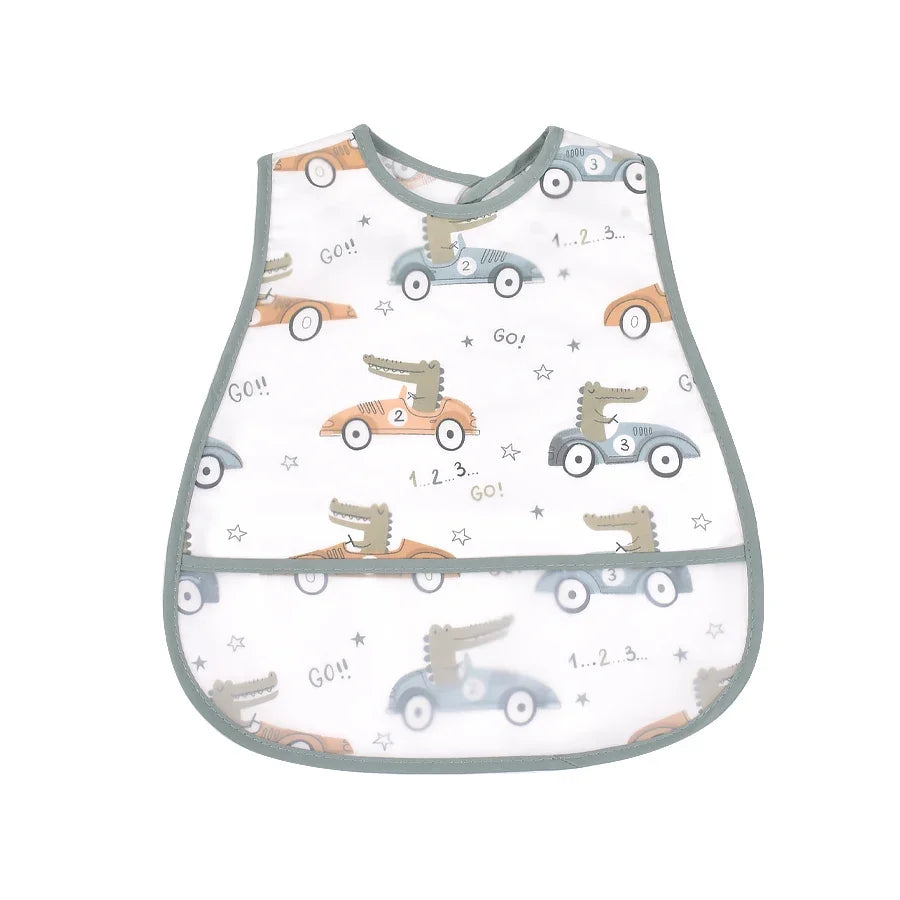 Adjustable Baby Bibs - Waterproof EVA Cotton Cartoon Feeding Bibs with Burp Cloth for Boys & Girls