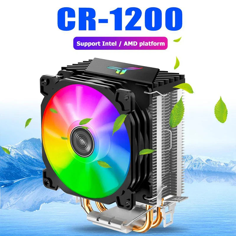 Jonsbo CR1200 RGB CPU Cooler — 2 Heat Pipe Tower with 9cm Colorful Fan for Intel LGA115X/775 & AMD AM4