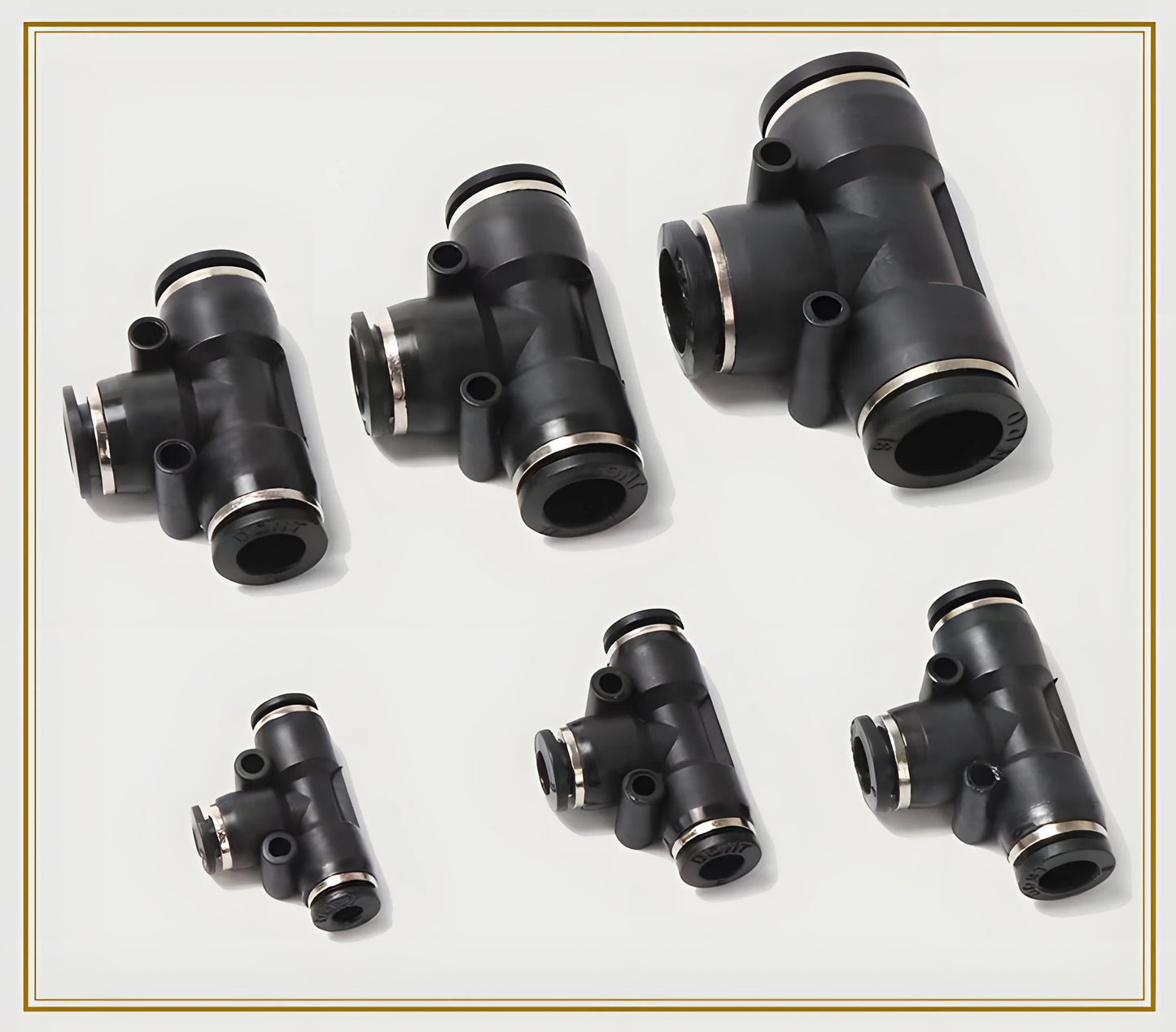 High Quality Pneumatic Air Tube Quick Connector Fitting – Black PU/PE/NY Pipe Fittings 3–16mm Industrial Hose Adapter Set