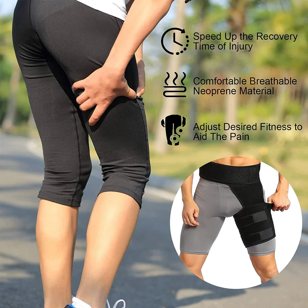 Professional Hip Brace – Thigh Compression Sleeve for Sciatica, Hamstring & Groin Pain Relief