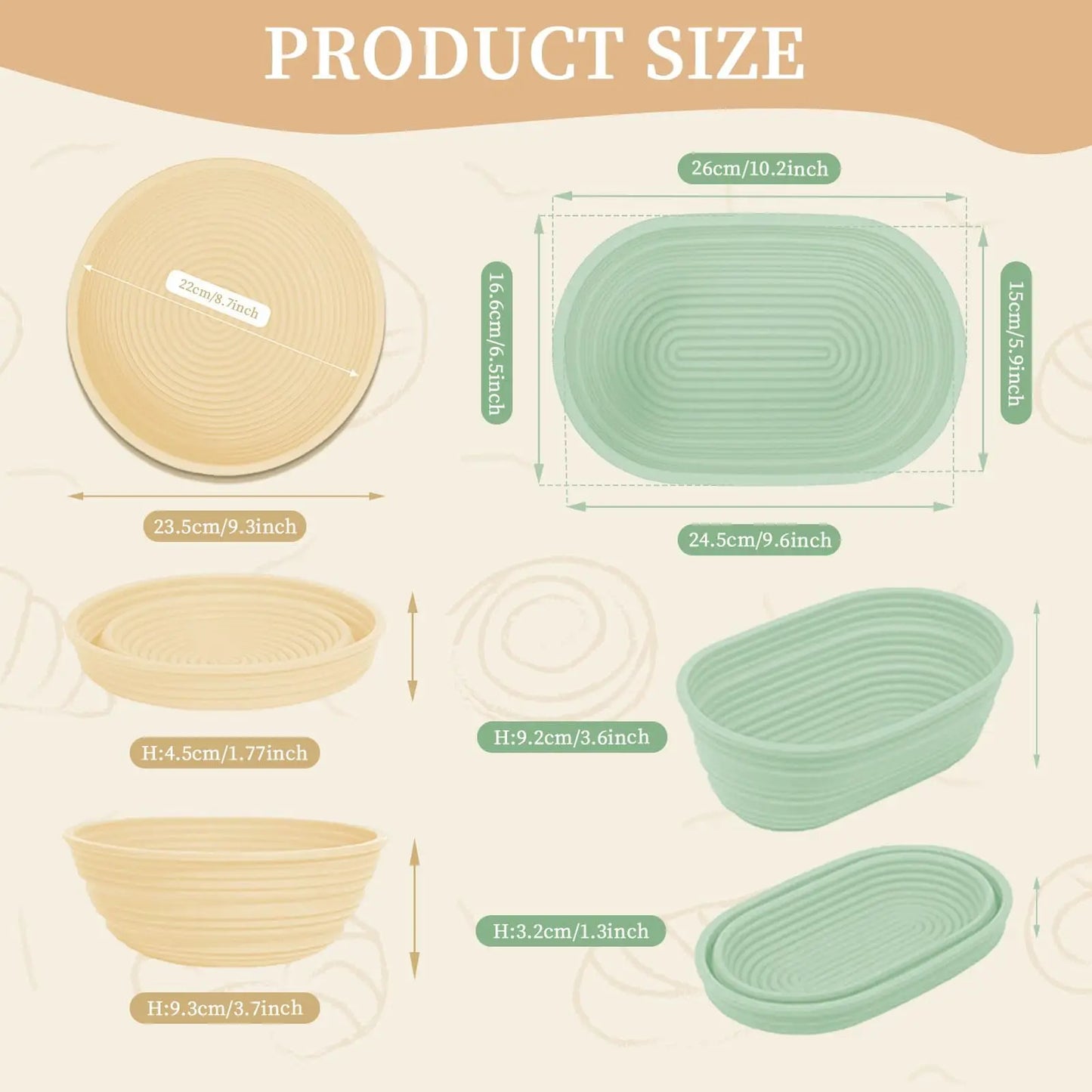 Foldable Silicone Sourdough Proofing Basket – Non-Stick Collapsible Baking Bowl with Starter Kit, Washable Bread Dough Bowl