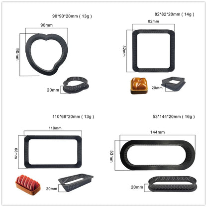 DIY Tart Ring Set: Perforated Cake Mold for French Desserts - Mousse Circle Cutter, Pastry Decorating Tools - Available in 4pcs, 6pcs, 8pcs, or 10pcs