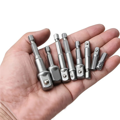 Drill Socket Adapter Set 1/4'' Hex Shank Extension – 1/2'' 3/8'' 1/4'' Square Drive Impact Driver Tool