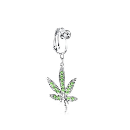Faux Butterfly Leaves Belly Piercing – Dangling Clip-On Fake Navel & Cartilage Earring for Umbilical Piercing