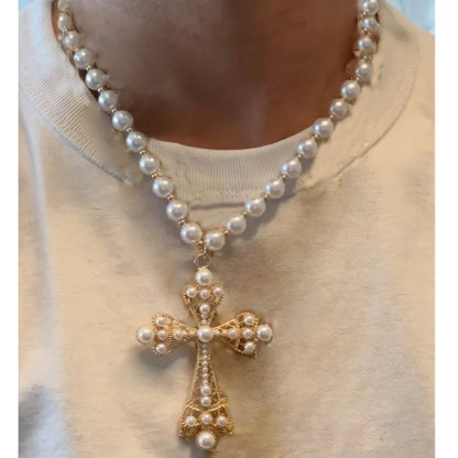 Luxury Pearl Necklace for Women - Adjustable Square Chunky Resin Statement Jewelry
