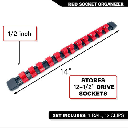 Socket Organizer Set - 1/4 3/8 1/2 Inch Socket Holder Trays for Tool Box Drawers & Storage Rails