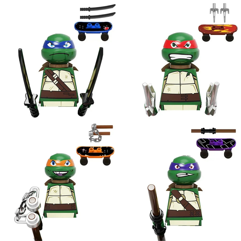 KDL831 Mini Action Figure Building Blocks – Leo, Raph & Don Weapons Movie Bricks MOC DIY Toys for Kids