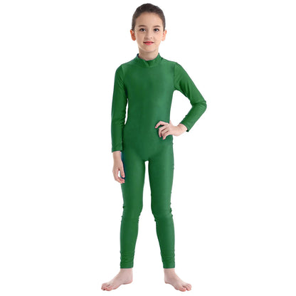 Kids Girls Full Body Gymnastics Bodysuit, Ballet Dance Jersey Leotard, Jumpsuit Sports Unitard, Children Dancewear and Sportswear