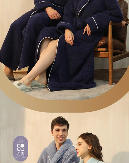 2025 Autumn Winter Cotton Robe – Thick Comfortable Large-Size Bathrobe for Men & Women, Luxury Couple Pajamas