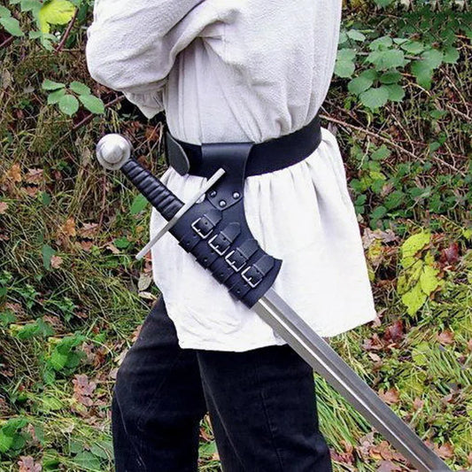 Medieval Knight Sword Holder — Viking Cosplay Leather Scabbard with Buckle Strap, Waist Belt Weapon Costume for Men & Women