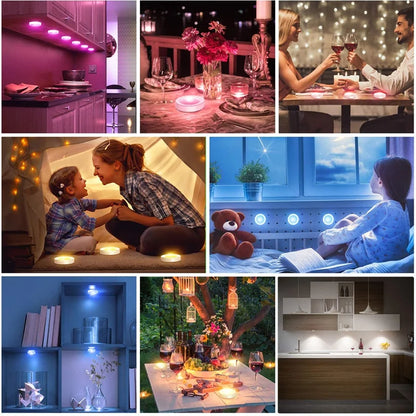 Wireless RGB Color Changing LED Under Cabinet Lights with Remote Control - Ideal Night Light for Kitchen, Bedroom, Closet, and Counters