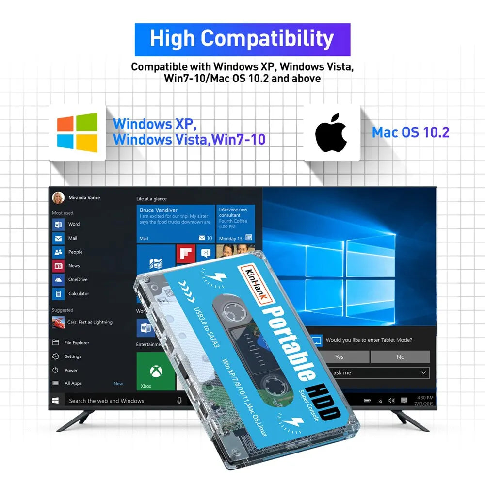 KINHANK Super Console 500GB Gaming HDD – 100,000 Games, 70 Emulators for DC/MAME/SS/NAOMI/PS2/PS1, Plug & Play with Batocera OS
