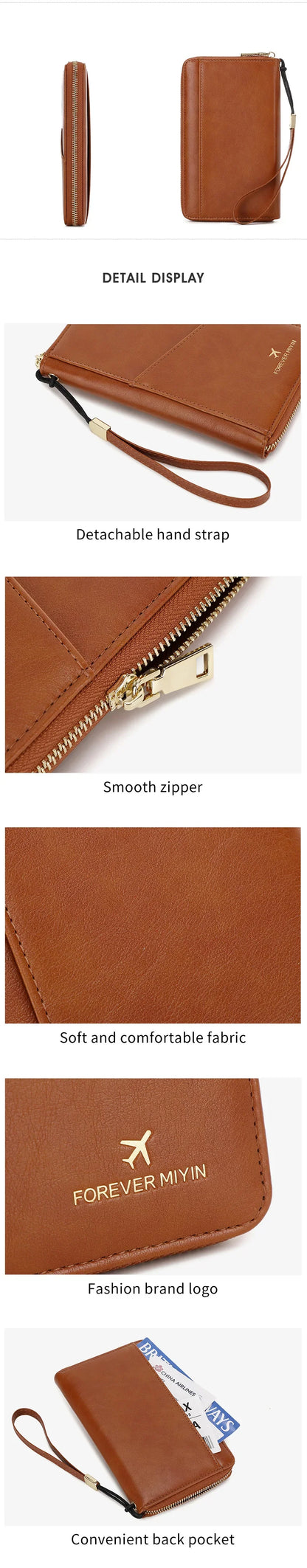Fashionable RFID Passport Holder – PU Leather Front Pocket Wallet, Multifunctional Travel Accessories for Protection