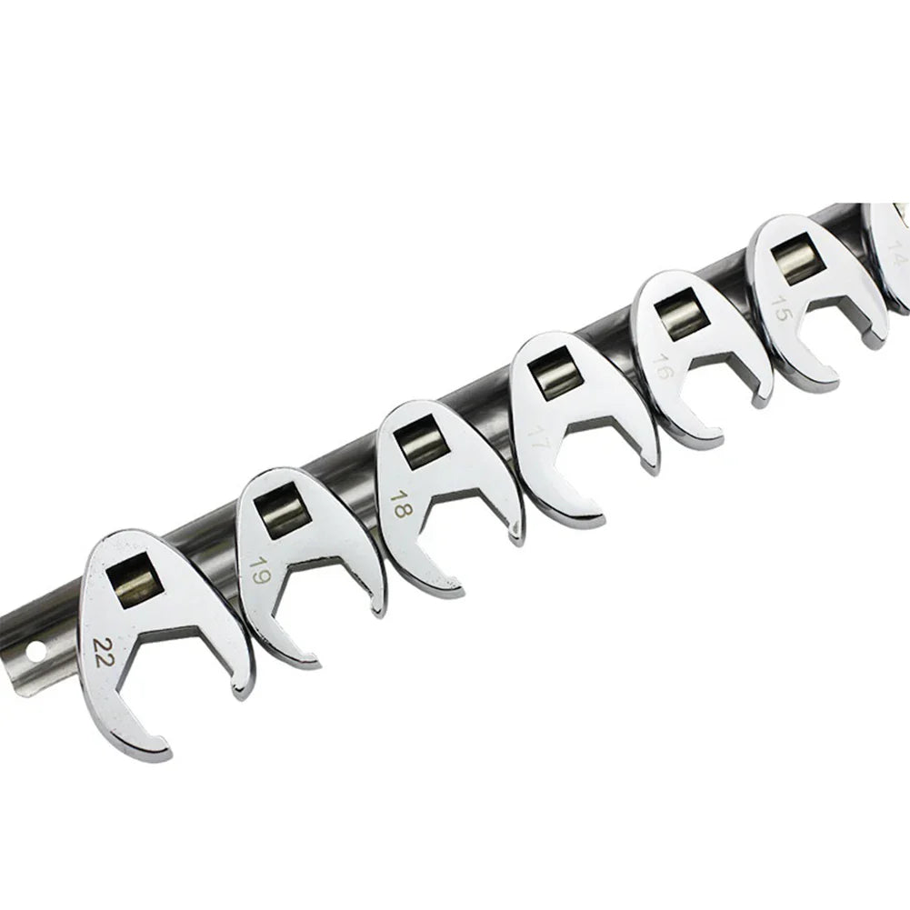 10pcs 3/8" Drive Crowfoot Wrench Set — 10-22mm Metric Open-End Spanners for Torque Wrenches