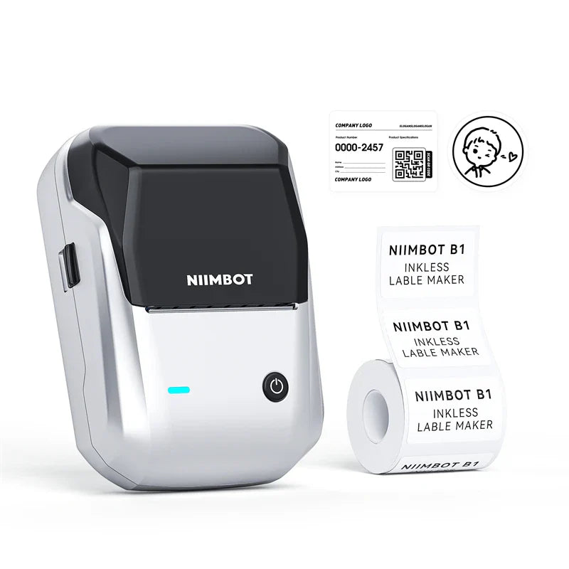 NIIMBOT B1 Portable 2-Inch Thermal Label Printer – Mini Bluetooth Adhesive Sticker Maker for Smartphone & PC