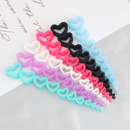 6 Pairs Heart Shape Silicone Ear Gauges – Flexible Double Flared Piercing Tunnels (2g to 1 inch) Stretch Ear Plug Body Jewelry Set