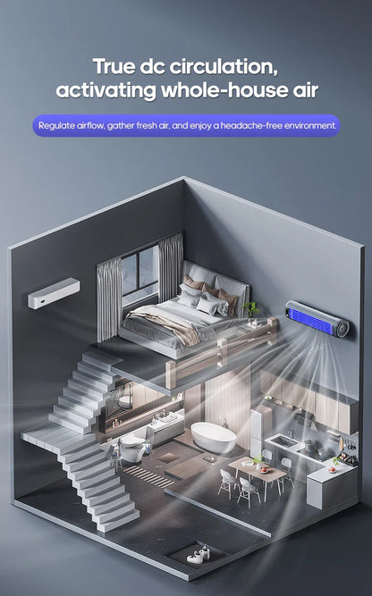 KINSCOTER Portable Air Conditioner Fan – 2000mAh Quiet Desktop Tower Fan, Wall-Mountable Non-Drilling Circulating Fan with 3 Adjustable Speeds