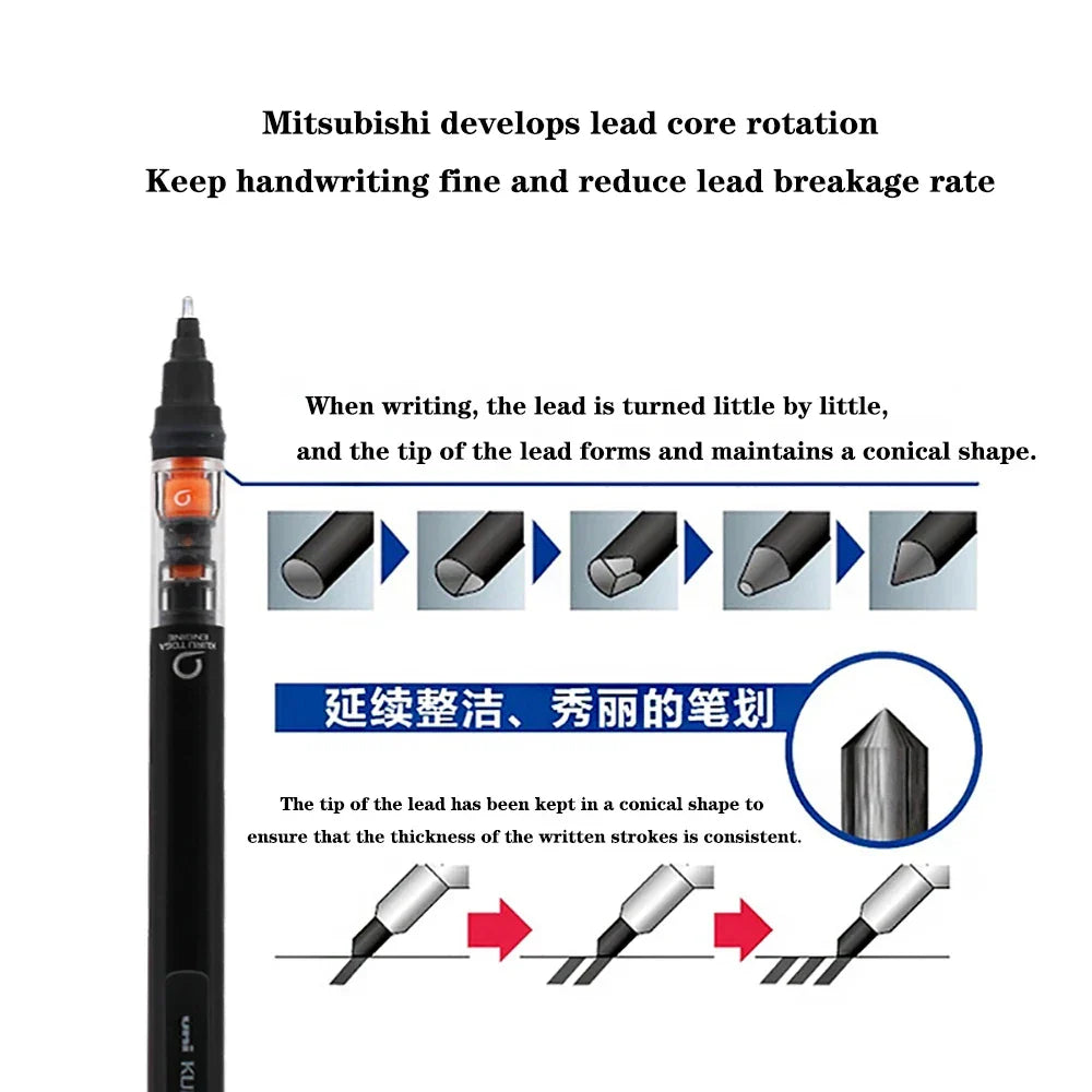 UNI KURU TOGA M5-452 Mechanical Pencil 0.5mm – Rotating Lead Automatic Pencil for Continuous Writing & Sketching