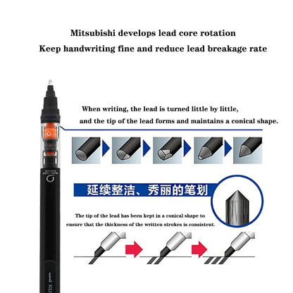 UNI KURU TOGA M5-452 Mechanical Pencil 0.5mm – Rotating Lead Automatic Pencil for Continuous Writing & Sketching