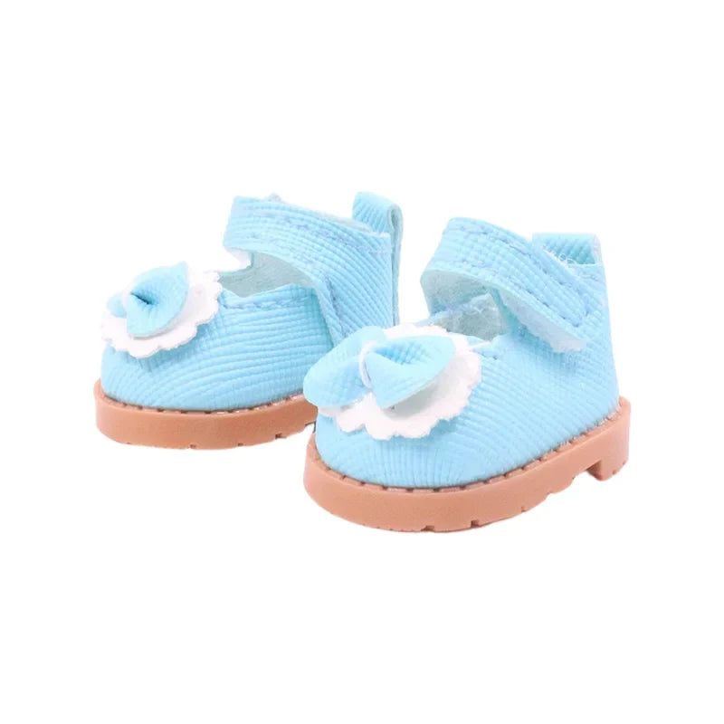 3.8cm Solid Color Lace-Up Canvas Shoes – PU Doll Shoes for 17cm Labubu Doll Clothes & Accessories Gift