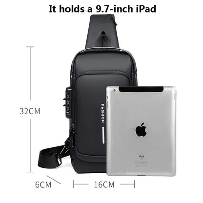 Designer Multifunction Anti-Theft USB Shoulder Bag – Travel Crossbody Messenger Sling Chest Bag for Men, Luxury Brand