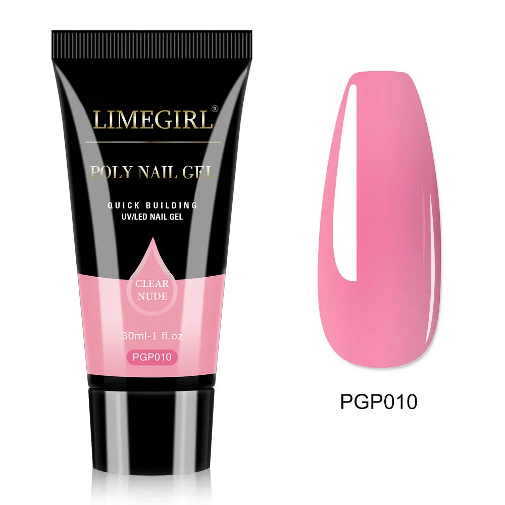 LIMEGIRL 30ml Nail Extension Gel – Glitter Soak-Off Acrylic UV Poly Gel for Quick Nail Build & Manicure