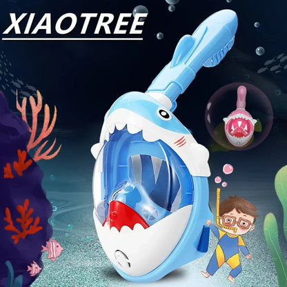 Kids Cartoon Full Face Snorkel Mask - Anti-Fog Swimming & Diving Mask for Boys and Girls