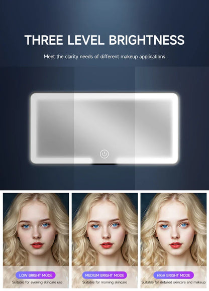 LED HD Makeup Mirror for Car – Rechargeable Sun Visor Plate with Fill Light, Universal Thin Vanity Mirror for Girls & Women