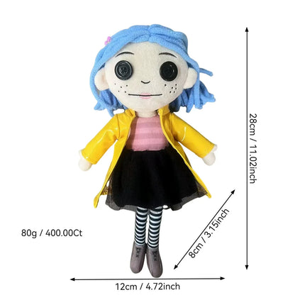 28cm Coraline Plush Toy – Kawaii Cartoon Figure, Soft Pillow Doll for Kids, Collectible & Birthday Gift