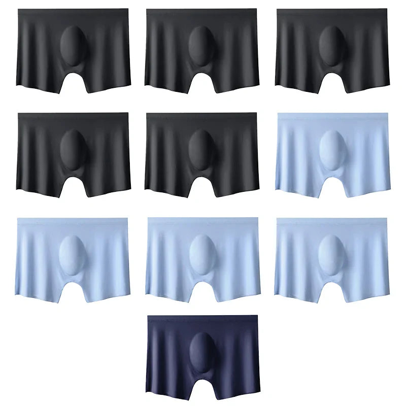 Men’s 10-Pack Ice Silk Boxers – Ultra-Thin Seamless Breathable Summer Underwear Shorts Set