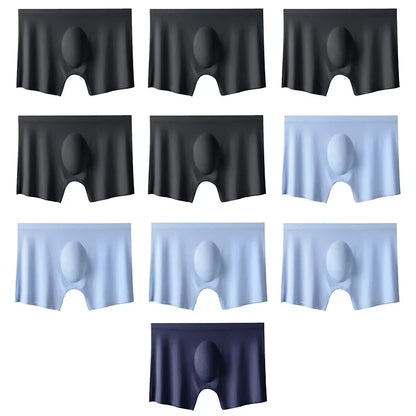 Men’s 10-Pack Ice Silk Boxers – Ultra-Thin Seamless Breathable Summer Underwear Shorts Set