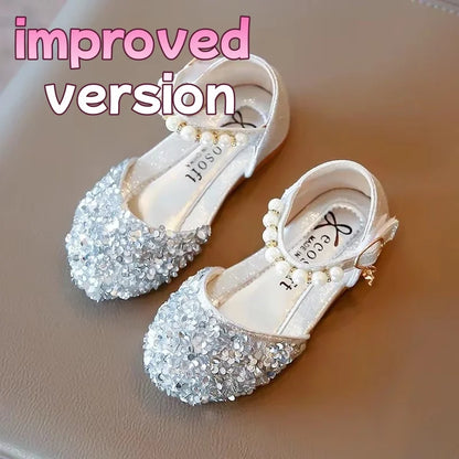 Girls Sequined Leather Shoes - Fashion Princess Sandals for Baby Girls, Size 21–35