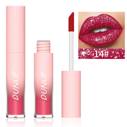 18-Color Sexy Red Diamond Glitter Lip Gloss – Metallic, Waterproof, Long-Lasting Matte Shimmer Liquid Lipstick for Women