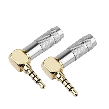 3.5mm 90° Right Angle Audio Adapter Plug – Gold Soldered Earphone Connector, 1/8" 3/4 Pole Headphone Jack