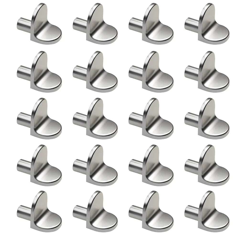 20pcs L-Shaped Shelf Support Studs: 5mm Pins for Cabinet, Wooden & Glass Board Bracket Holder