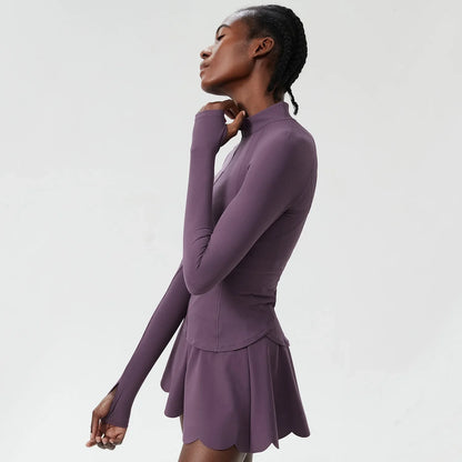 3-Piece Women’s Fitness Yoga Set – Breathable Quick-Dry Gym & Running Sportswear with Tennis Skirt