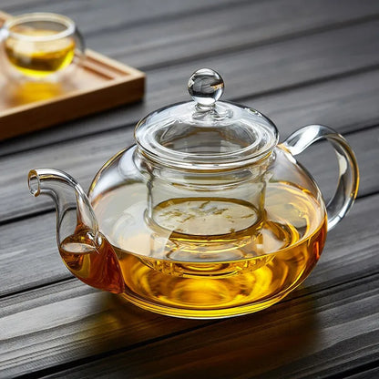 400ml/1000ml Heat-Resistant Glass Teapot – Kung Fu Teaware Set with Tea Strainer for Puer, Oolong, Barley