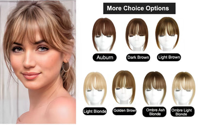Synthetic Hair Topper with Bangs – Clip-in Hair Extensions for Women, Increase Volume, Cover White Hair & Hairline