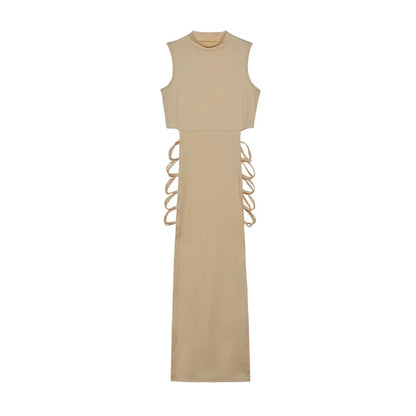 Women’s Criss Cross Cut Out Bodycon Dress – Sexy Sleeveless Mock Neck Slim Fit Party & Club Mini Dress