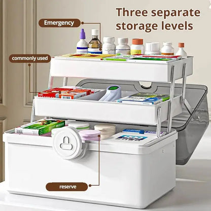 White Large Capacity Medicine Box – Multi-Layer Home Storage Organizer for Medicines