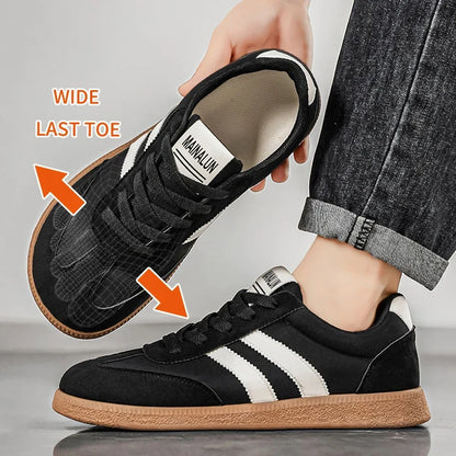 Men’s Wide Width Sneakers - Large Size PU Upper Low-Top Shoes for Work, Travel & Indoor/Outdoor Wear