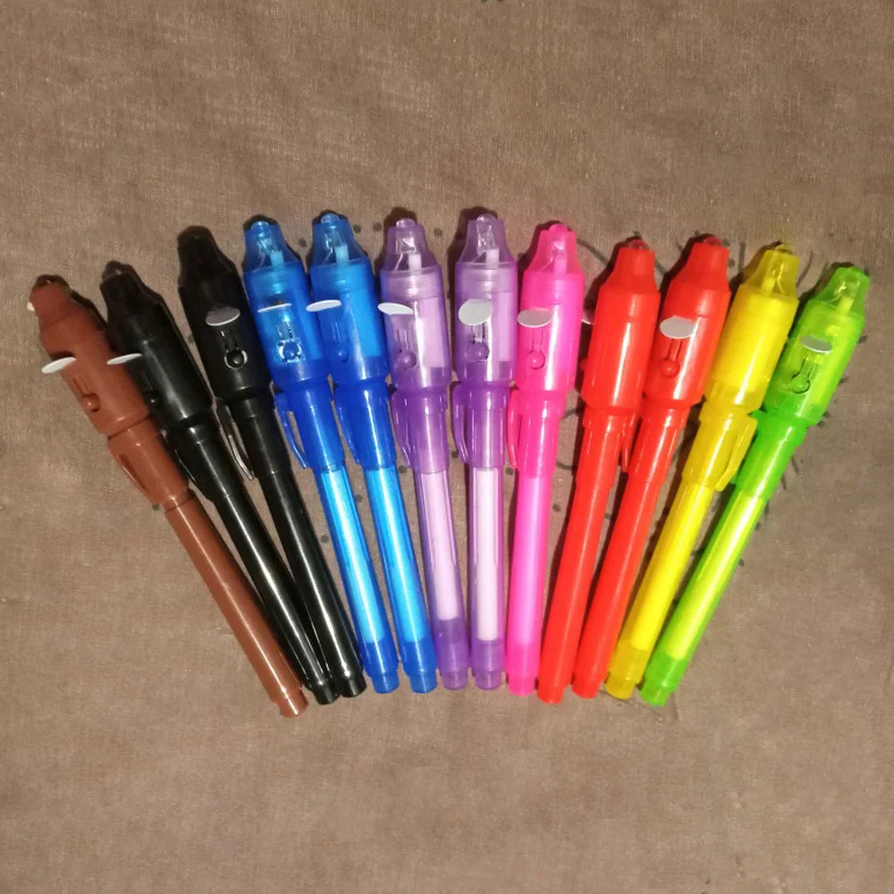 Invisible Ink Pen 12 PCS with UV Light - Spy Magic Marker for Secret Messages, Treasure Box Prizes, Kids Party Favors, Toys Gift