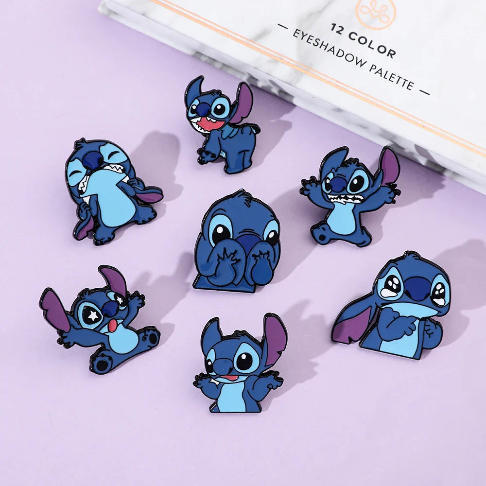 7 Pcs Lilo & Stitch Enamel Pins Set | Creative Stitch Brooches for Backpacks, Clothing & Accessories
