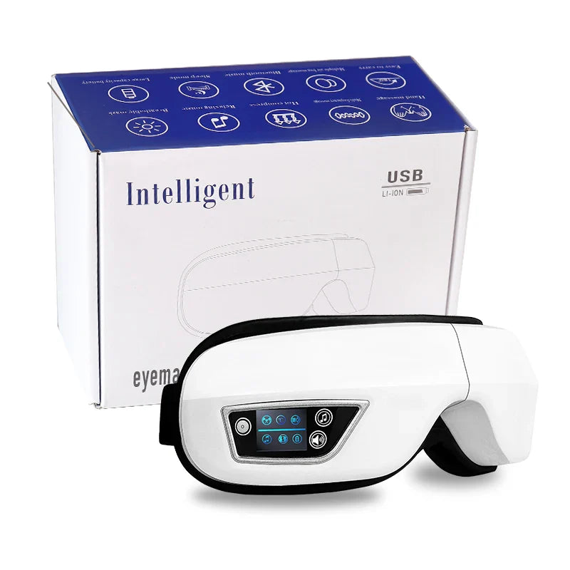 6D Smart Eye Massager — Vibration & Hot Airbag Compress, Bluetooth Music Eye Massage Glasses for Relaxation & Fatigue Relief